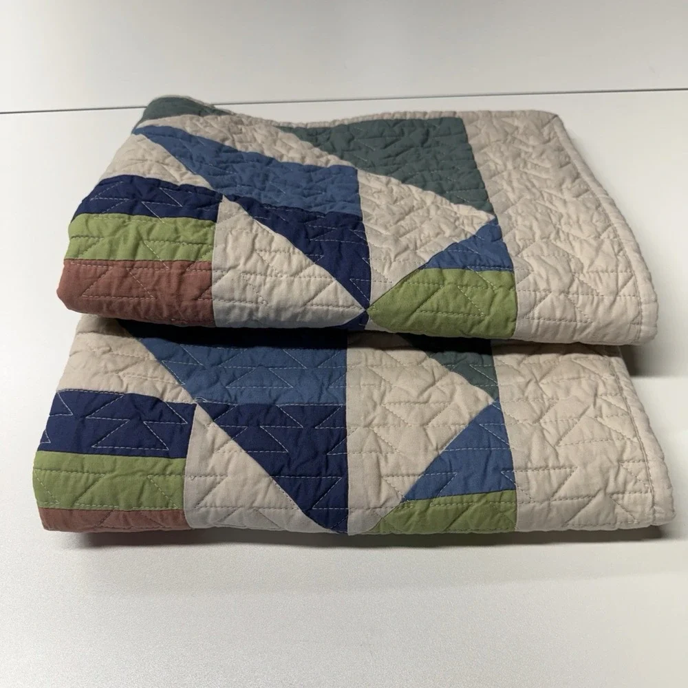 Pendleton Set (2) Opal Springs Pieced Quilt Pillow Shams Cotton 20x26
